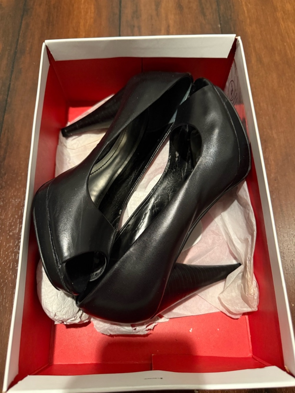 Style & Co. Black Peep-Toe Platform Heels